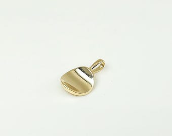 14K Solid Gold Tiny Curved Circular Shape Charm Pendant, Minimalist Everyday Dainty Necklace