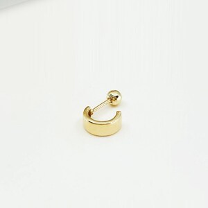 14K Solid Gold Medium Bold Earring, Piercing Earring, Mini Balls Screw Back, Single Stud Earring, Minimalist Earrings