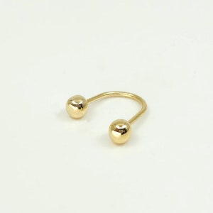 14k Solid Gold Double Ball Ear Jacket Earrings, Piercing Earring, Single Stud Earring,  Minimalist Earrings