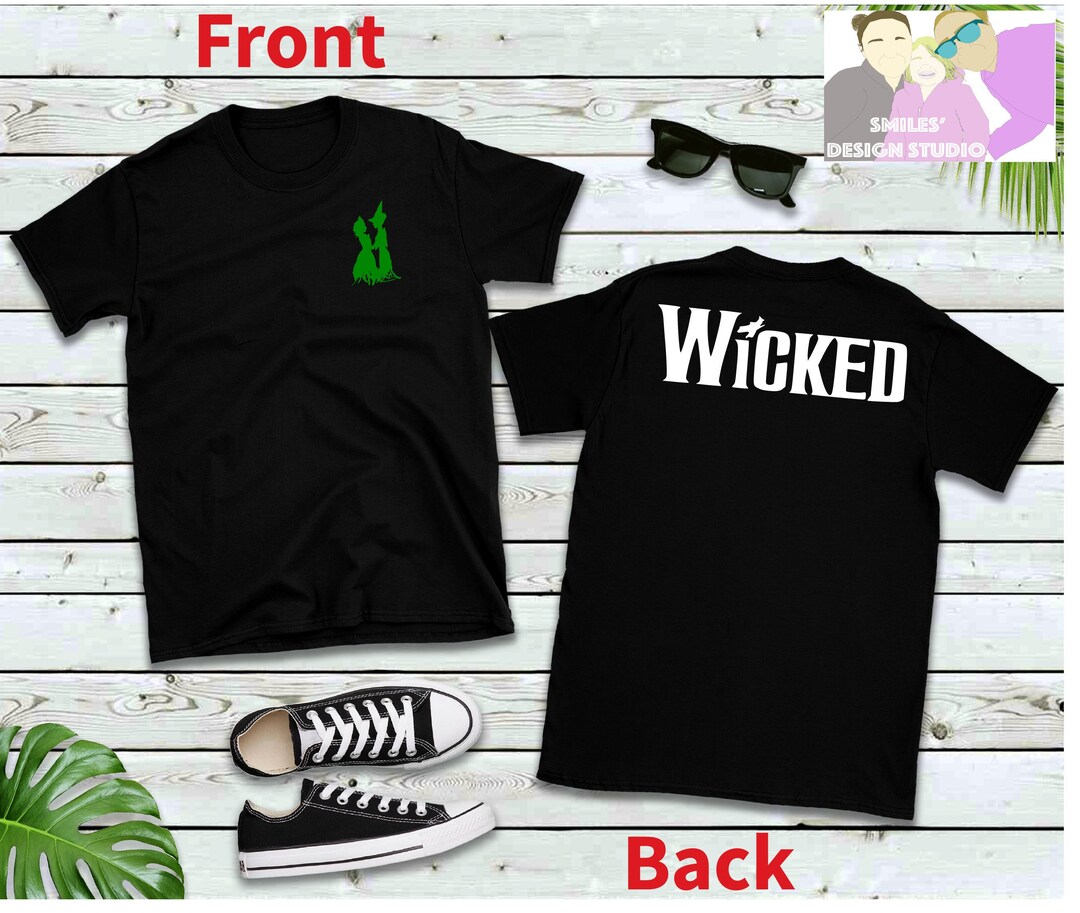 Plus Size Wicked Glinda & Elphaba Grid Lightweight French Terry Sweatshirt Color Black Size 1x