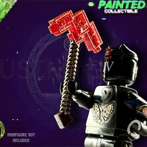 PAINTED Redstone Pickaxe, Compatible With All Minifigures, Studio Quality Custom Fantasy Accessory for Collectors
