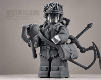 Prehistoric Hunter | Dinosaur Tracker Warrior Custom Minifig Figure | 3D Printed Resin
