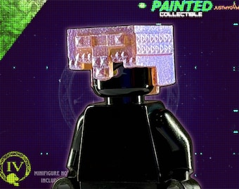 CUSTOM PAINTED Pixel Enchanted Helmet Compatible With All Minifigures and Construction Toy Figures