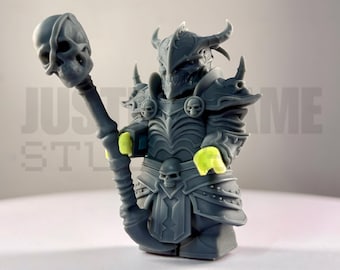Custom Skull Necromancer Fantasy Miniature Figurine for Tabletop Painting (Physical Print, No AI)