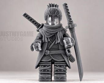 Ashen Samurai | Feudal Armored Warrior Custom Minifig Figure | 3D Printed Resin