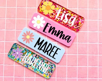 Flower Personalized Name Badge: UV Resin Teacher Nurse Badge