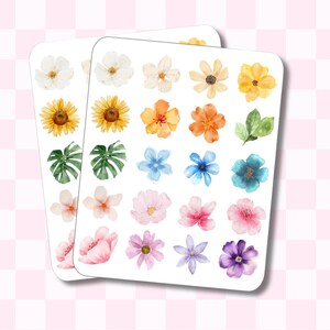 Handmade Floral Sticker Sheet | Watercolour Flower Stickers | Planner, Scrapbook, Journal & Stationery Supplies