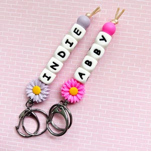 Personalised Flower Beaded Keyring | Personalised Accessories | Keyring | Bag Tag | Name Tag