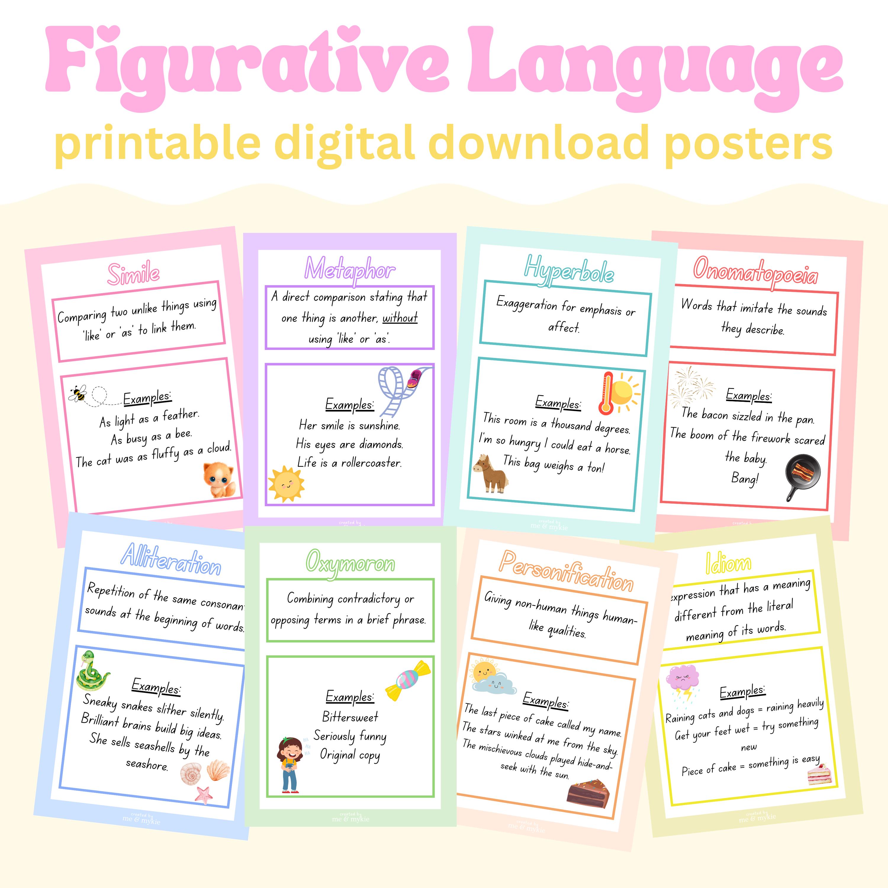 Printable Figurative Language Posters | Classroom Literacy Decor ...