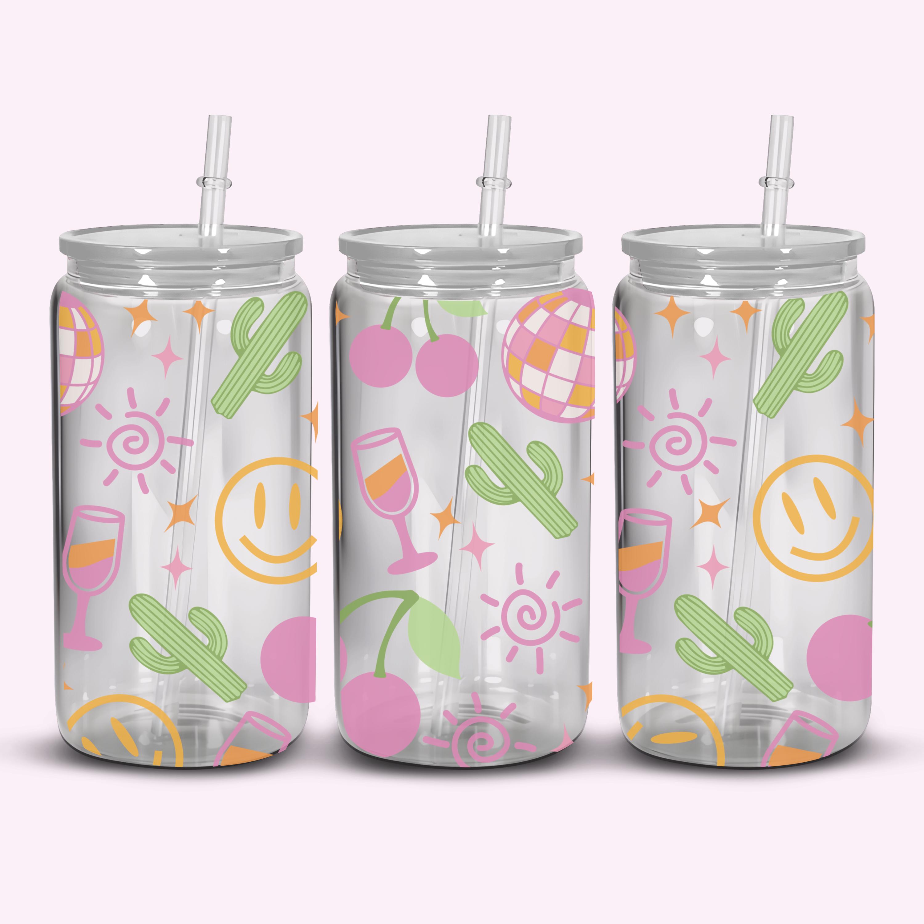 Cowboy Disco 16oz Glass and Acrylic Cups With Clear Lid and Straw - Etsy