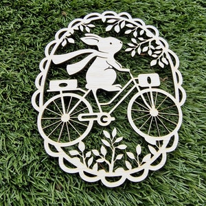 Easter pendant &quot;Easter bunny on bike &quot;