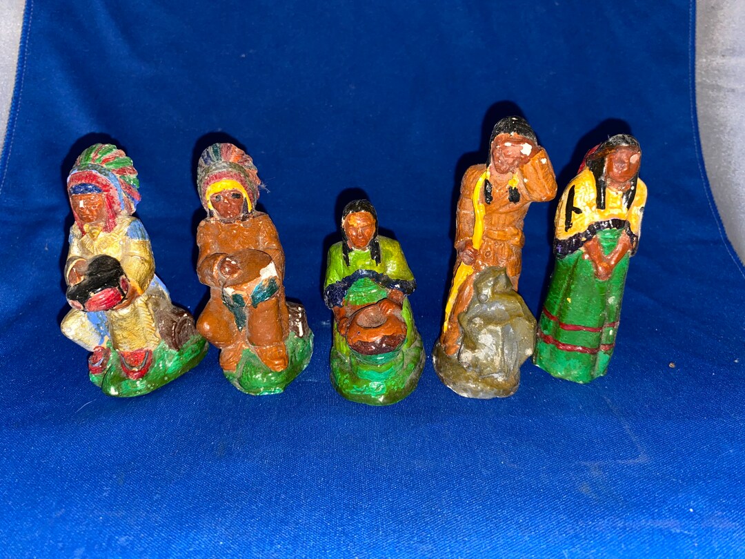 Native American Chalkware Figures Lot of 5 Etsy
