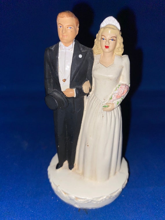 Vintage Cake Topper Wedding Chalk Ware 1950's Novelty -  in 2023