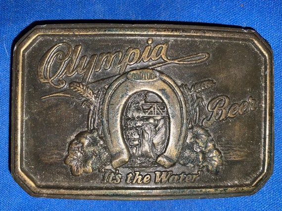 1970’s Olympia Beer brass belt buckle - Gem