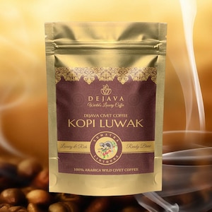 100% puur gecertificeerd SUMATRA LINTONG Regio wilde civet Kopi Luwak in een zakje - vers gebrande en gemalen koffie