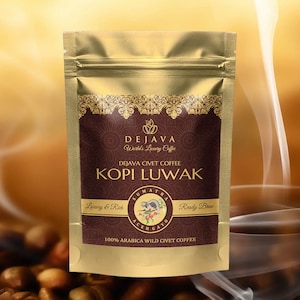 100% Pure Certified SUMATRA ACEH GAYO Wild Civet Kopi Luwak in A Pouch - Freshly Roasted & Ground Coffee