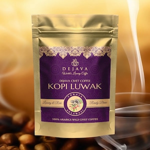 100% puur gecertificeerde SULAWESI TORAJA wilde civet Kopi Luwak in een zakje - vers gebrande en gemalen koffie