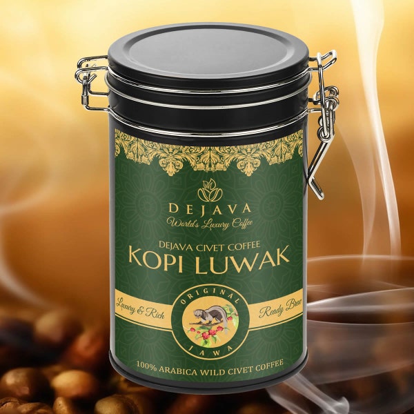 100% Pure Certified JAVA ISLAND Wild Civet Kopi Luwak in A Tin - Café fraîchement torréfié et moulu