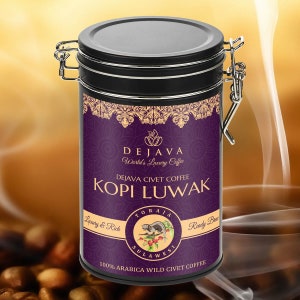 100% puur gecertificeerde SULAWESI TORAJA wilde civet Kopi Luwak in blik - vers gebrande en gemalen koffie