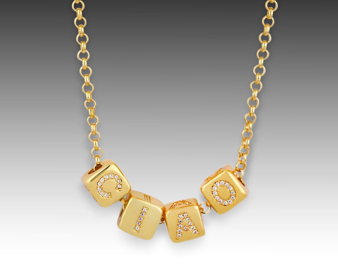 Personalized Necklace, Name Necklace, Customized Pendant, Block Bead