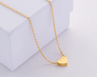 Heart shape pendant necklace, Love chain necklace, Gold necklace, Silver necklace, Gift for her, Filled heart necklace, Fashion necklaces