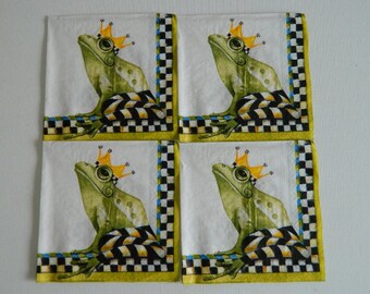 MacKenzie-Childs Cocktail Paper Napkins – Frog, Butterfly, Bumble Bee, Dragonfly Design, 20-Pack, Square, Multicolor
