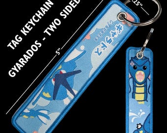 Gyarados Pokemon Tag - Two-Sided Keychain - Water/Flying Type