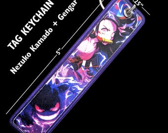 Demon Slayer - Pokemon Tag Keychain - Gengar + Nezuko Kamado