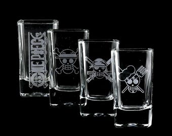 One Piece Shot Glasses - 3oz - Luffy, Zolo, Sanji - Anime / Manga