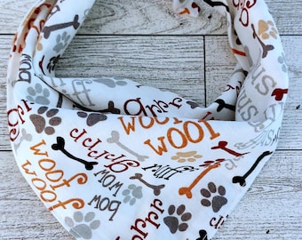 Paw Print Dog Bandana | Cute Dog Bandana | Tie-On Pet Bandana | Puppy Bandana | Dog Scarf | Everyday Dog Accessory (S–XL)