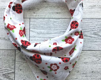 Ladybug Dog Bandana | Red Floral Cotton Dog Scarf | Spring Summer Dog Accessory (S–XL)
