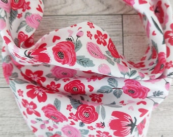 Heart Dog Bandana | Pink Floral Dog Bandana | Tie-On Dog Bandana (S–XL)
