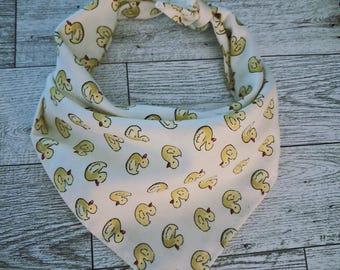 Rubber Duck Dog Bandana | Handmade Cotton Tie-On Pet Bandana for Dogs & Cats | Cream Duck Print Dog Accessory | Small–XL