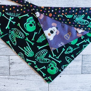 Double Sided Dog Bandana ~ Glow in the Dark Dog Bandana ~ Halloween Dog Bandana ~ Fall Dog Bandana ~ Dog Bandana ~ Cat Bandana ~ Dog Gift