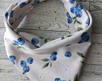 Blueberry Floral Dog Bandana | Personalized Pet Bandana | Hand Embroidered Name | Fruit Tie On Dog Bandana | Cottagecore Pet Accessory(S-XL)