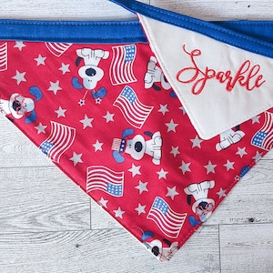 Sparkle Pet Bandana ~ Double Sided Reversible Bandana ~ Independence Day Bandana ~ Dog Bandana ~ Cat Bandana ~ Patriotic Tie on Bandana