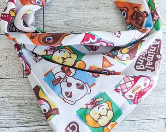 Gamer Dog Bandana | Cute Character Pet Bandana | Pastel Animal Dog Bandana | Tie-On Dog Scarf | Cozy Game Pet Accessory (S–XL)