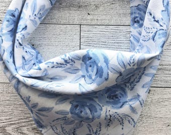 Blue Rose Dog Bandana | Personalized Pet Bandana | Hand Embroidered Name | Vintage Floral Dog Scarf | Handmade Tie On Dog Bandana  (S–XL)