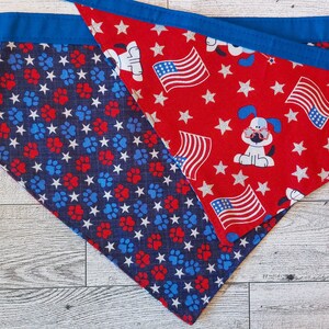 Double Sided Patriotic Bandana ~ Reversible Dog Bandana ~ Tie on Pet Bandana ~ Fourth of July Pet Bandana ~ Dog Bandana ~ Cat Bandana ~ Gift