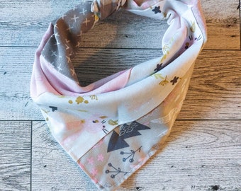 Woodland Dog Bandana | Pastel Dog Bandana | Quilt Dog Bandana | Tie-On Pet Bandana | Cottagecore Puppy Scarf (S–XL)