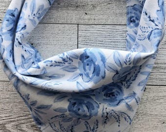 Blue Rose Dog Bandana | Floral Pet Bandana | Vintage Floral Dog Scarf | Handmade Tie On Dog Bandana | Classic Blue Dog Accessory (S–XL)