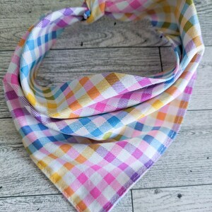 Rainbow Plaid Easter Dog Bandana ~ Cat Bandana ~ Pet Bandana ~ Plaid Bandana