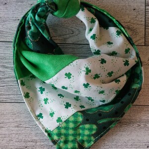 Lucky Clovers ~ St. Patrick&#39;s Day Dog Bandana ~ Tie-on Bandana ~ Dog Bandana ~ Cat Bandana ~ Personalized Gift ~ Quilted Bandana