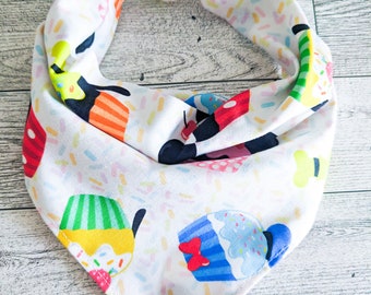 Birthday Dog Bandana | Cupcake Pet Bandana | Birthday Puppy Bandana | Tie-On Dog Scarf | Cute Pet Birthday Outfit (S–XL)