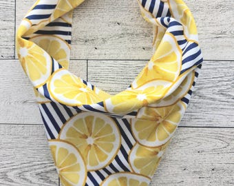 Lemon Dog Bandana | Personalized Pet Bandana | Yellow Fruit Pet Bandana | Summer Tie-On Dog Scarf | Cotton Handmade Dog Bandana (S–XL)