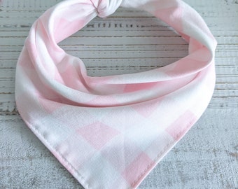 Pink Gingham Dog Bandana | Girl Dog Bandana | Tie-On Pet Bandana | Cute Puppy Bandana | Handmade Cotton Pet Accessory (S–XL)