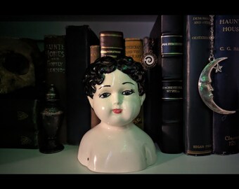 Vintage German Porcelain Doll Bust