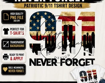 11-S Nunca Olvidar PNG / Homenaje con la Bandera Estadounidense (Descarga Digital)