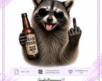 Funny Trash Panda PNG | Sassy Raccoon Sublimation Design (Instant Download)