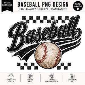 Baseball PNG, Vintage Baseball Shirt Design, Distressed Sports Sublimation PNG, Game Day Baseball Digital Download